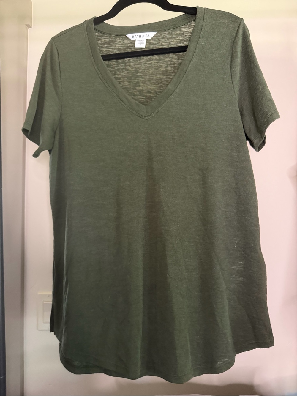 Athleta With Ease Olive Green V-Neck Tee #17